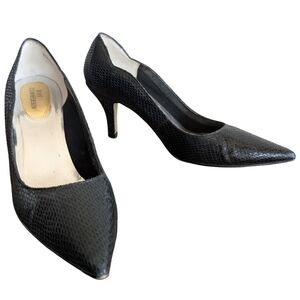 Vintage Ros Hommerson 6.5 Black Patent Leather Snake Skin Heels